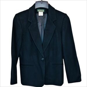 Vintage Y2K Harve Benard Blazer 4P 4 Petite Black Wool Cashmere Jacket Old Money